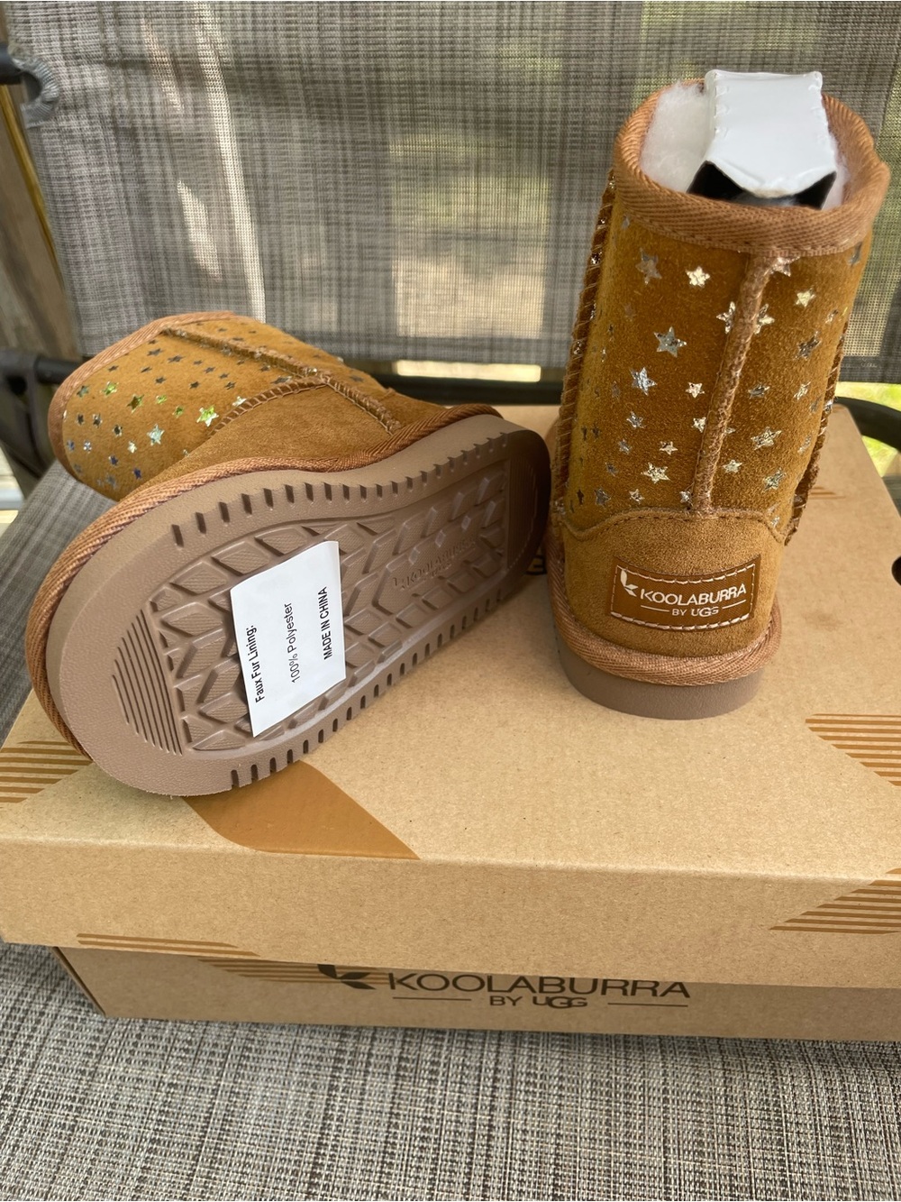 Koolaburra Kids Chestnut Brown Star Suede Boots Toddler size 5